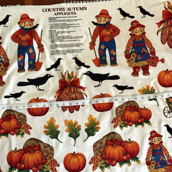 Fall Country Autumn Appliques Fabric Cut & Sew Scarecrow Sewing Crafts Pumpkins - Picture 4 of 6